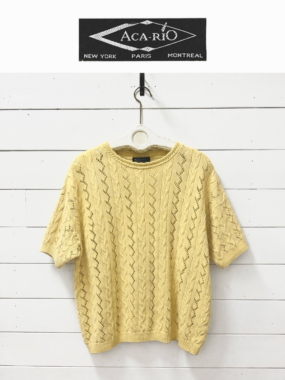 ACA-RIO Cable Knit Short Sleeve Sweater – Butter – Estimated Size XL